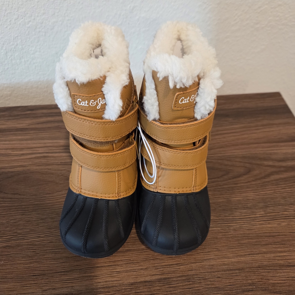 Cat & Jack Kids' Faux Fur Winter Boots in Tan and Black